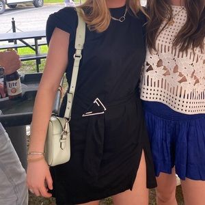 IRO low belted cotton-blend jersey mini dress in black - size XS